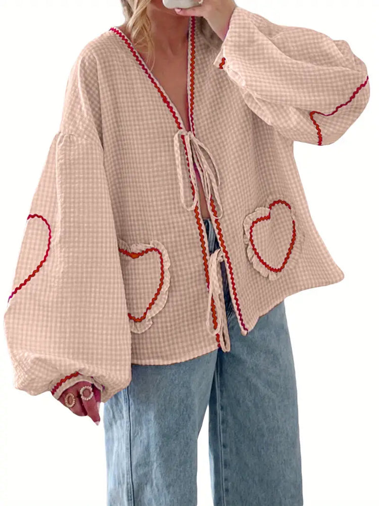 
                      
                        Babydoll Blouse with Heart Embroidery
                      
                    