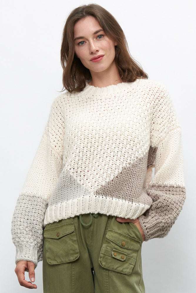 
                      
                        Colorblock Knit Sweater
                      
                    