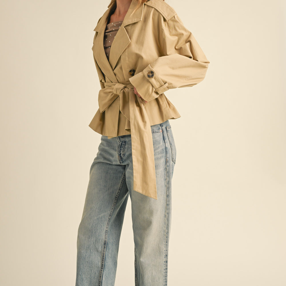 
                      
                        Belted Cropped Trench Coat Jacket
                      
                    