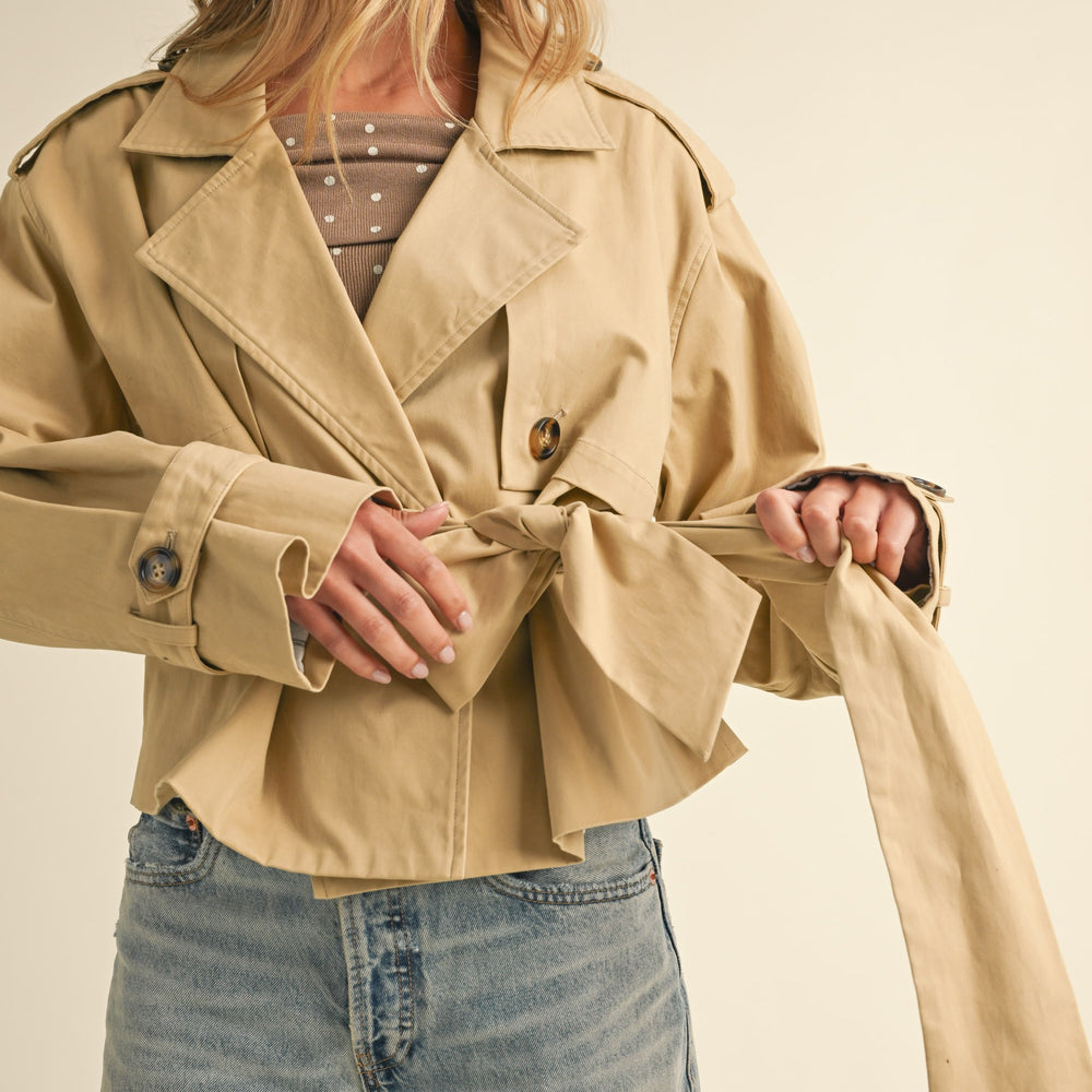 
                      
                        Belted Cropped Trench Coat Jacket
                      
                    