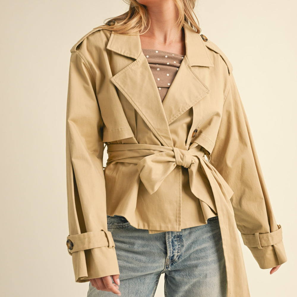 
                      
                        Belted Cropped Trench Coat Jacket
                      
                    