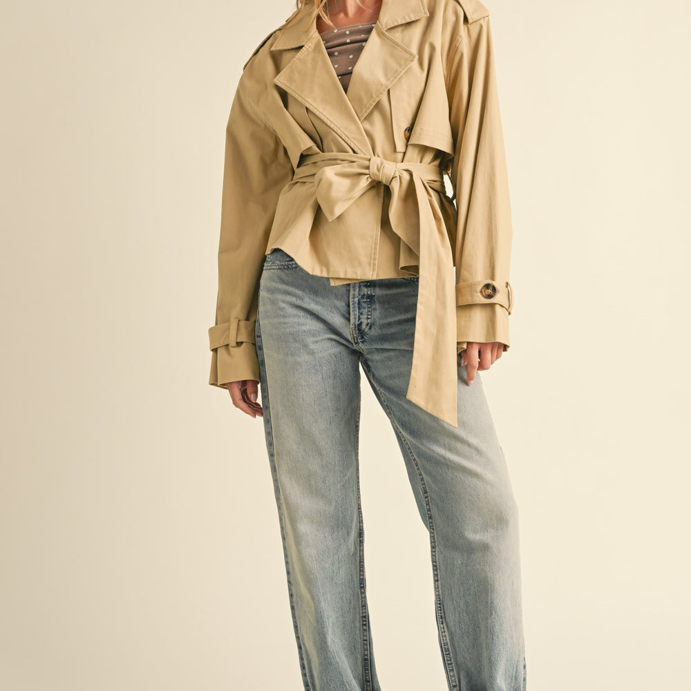 
                      
                        Belted Cropped Trench Coat Jacket
                      
                    