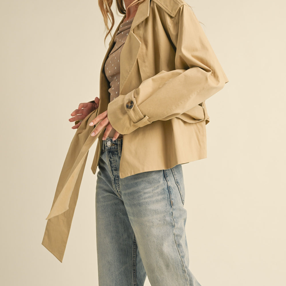 
                      
                        Belted Cropped Trench Coat Jacket
                      
                    