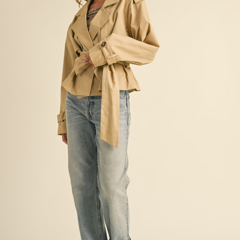 
                      
                        Belted Cropped Trench Coat Jacket
                      
                    