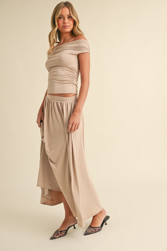 
                      
                        Off Shoulder Top and Maxi Skirt Set
                      
                    