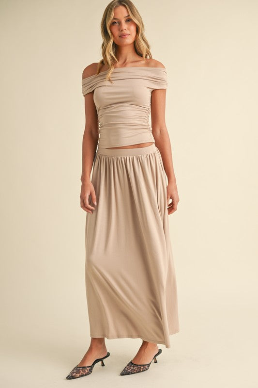 
                      
                        Off Shoulder Top and Maxi Skirt Set
                      
                    