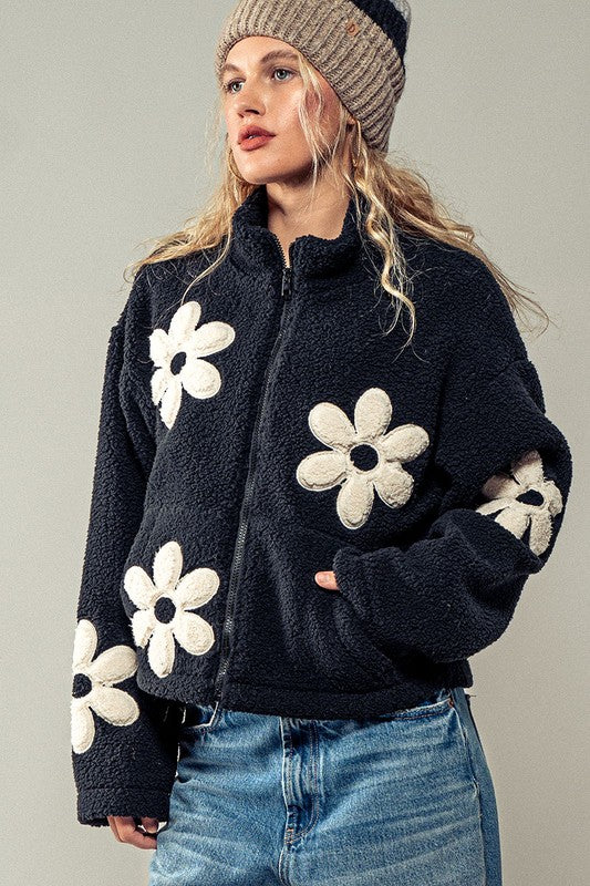 
                      
                        Floral Box Knit Zip Up
                      
                    