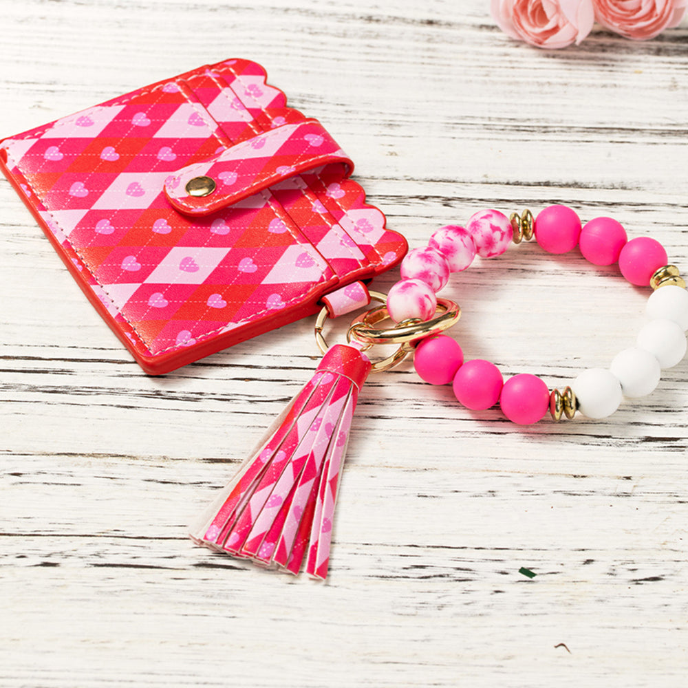 
                      
                        Rose Red Fashion PU Card Bag Key Chain with Silicon Bracelet
                      
                    