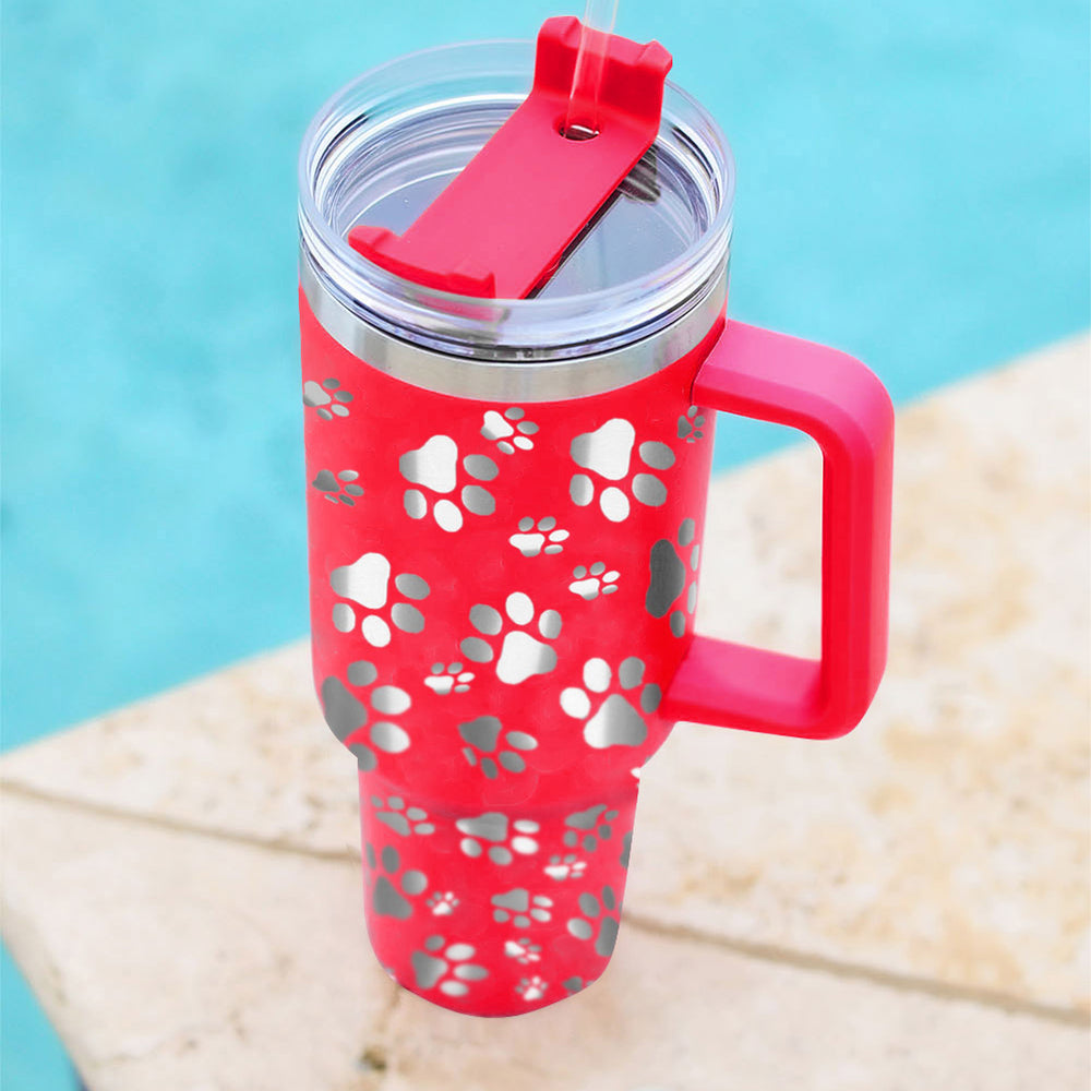 
                      
                        Fiery Red 40 oz Dog Paw Print Stainless Steel Thermos Cup
                      
                    