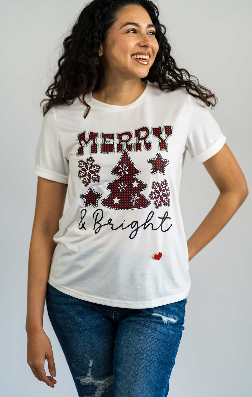 White Merry and Bright Christmas T Shirt