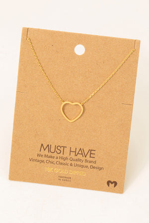 Dainty Heart Outline Pendant Necklace