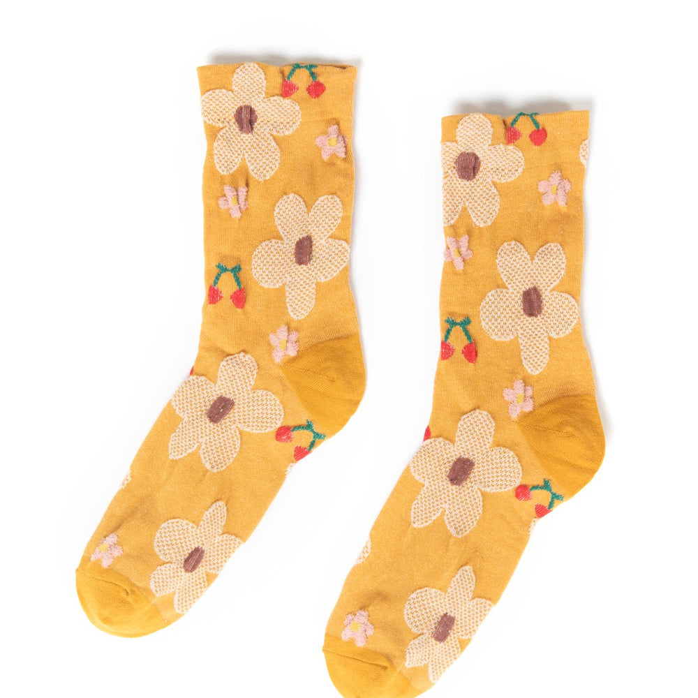 
                      
                        Floral Printed Texture Crew Socks
                      
                    