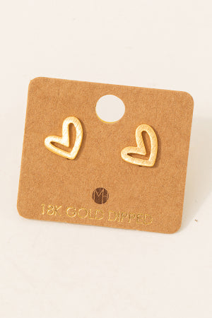 Gold Dipped Heart Stud Earrings