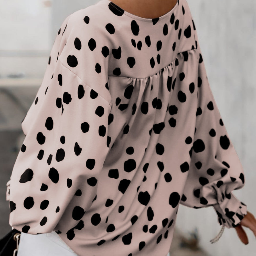 
                      
                        Pink Button Frill Cuffs Oversize Puff Sleeve Blouse
                      
                    