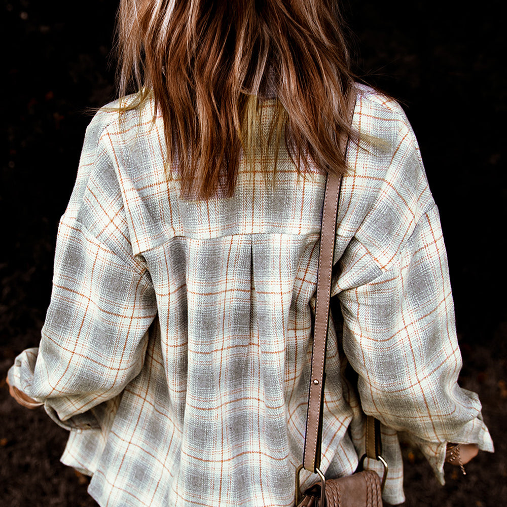 
                      
                        Buttoned Turn Down Collar Plaid Shirt
                      
                    