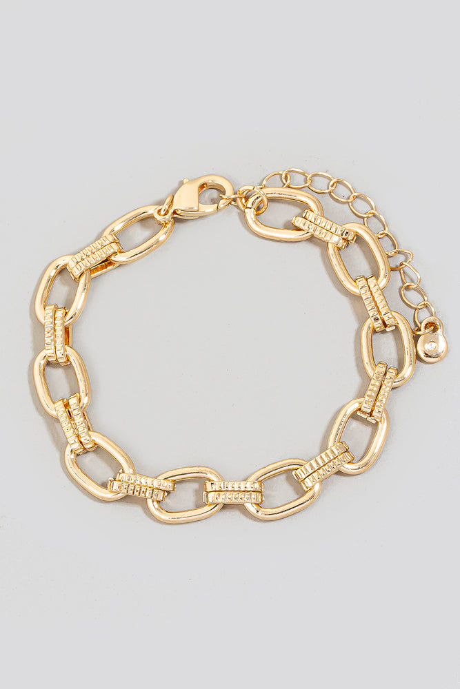 Textured Oval Chain Link Bracelet