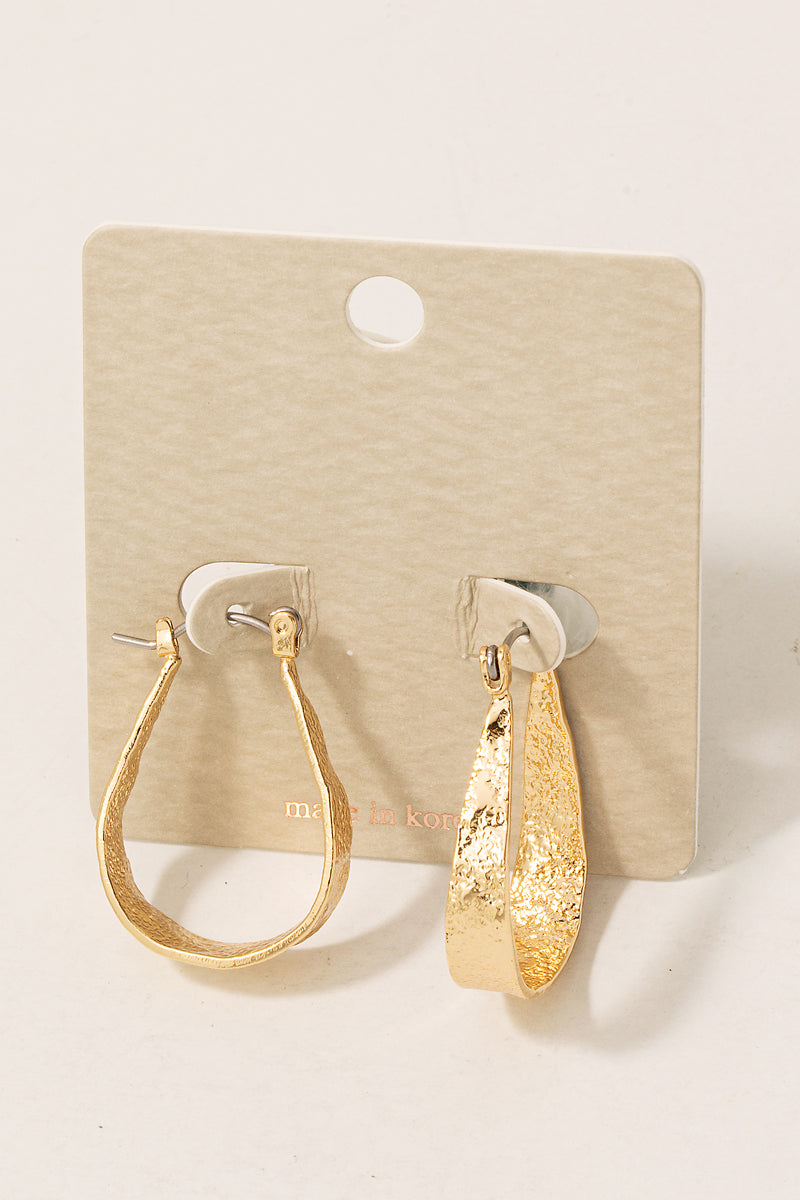 Textured Oval Latch Hoop Earrings