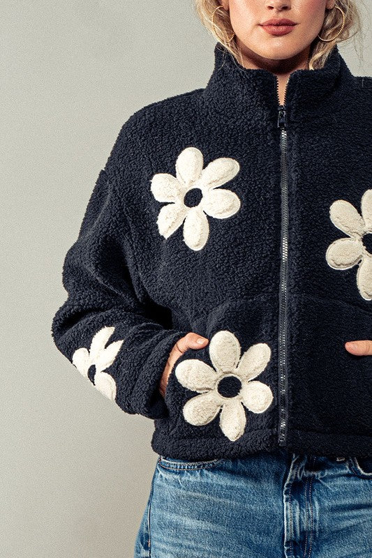 
                      
                        Floral Box Knit Zip Up
                      
                    