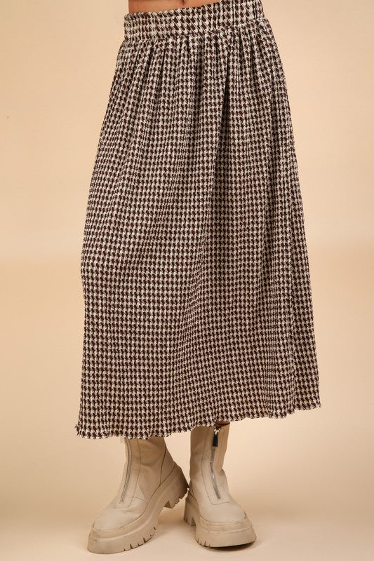 
                      
                        Urquhart Check Printed Pleated Midi Skirt
                      
                    