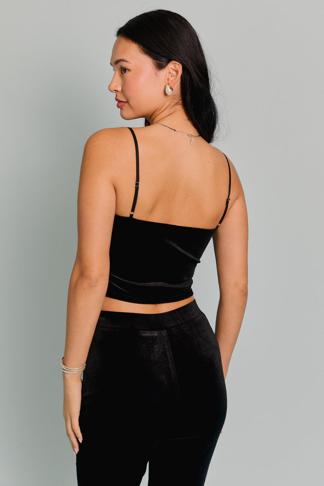 
                      
                        Black Bow Accent Tank Top and Bottom in Velour
                      
                    